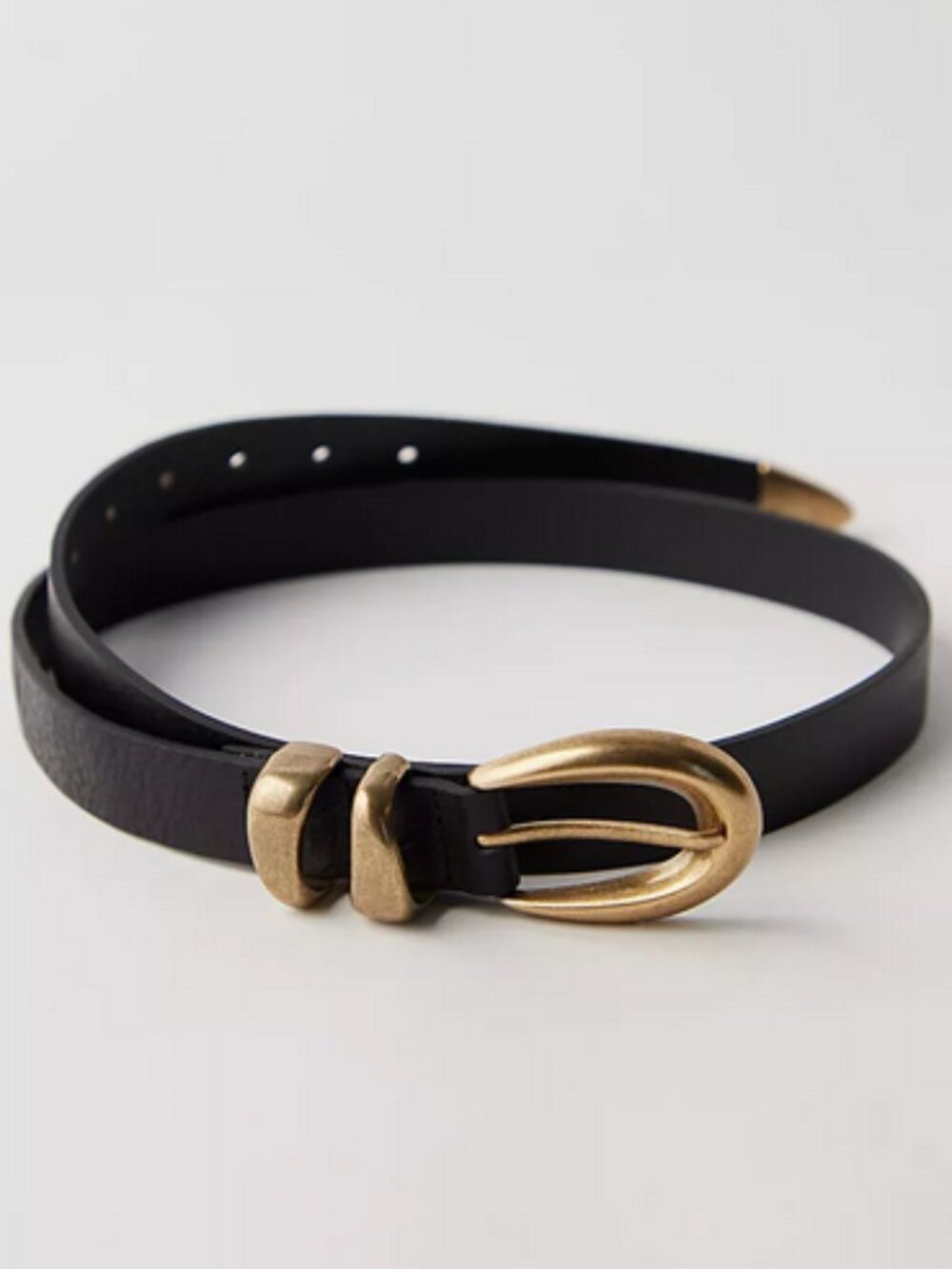 New! Free People Siren Black Leather Belt M/L